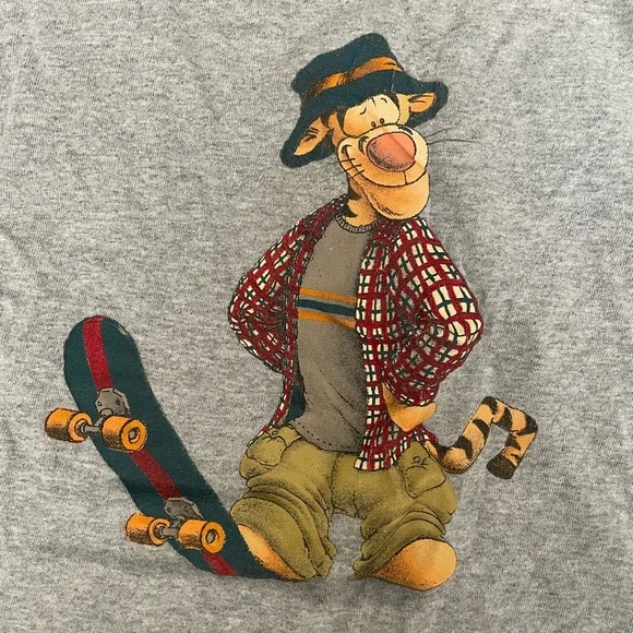 Vintage Disney Tigger Skateboarding Winnie The Pooh Kids Skate T Shirt Sz Small - Picture 2 of 6